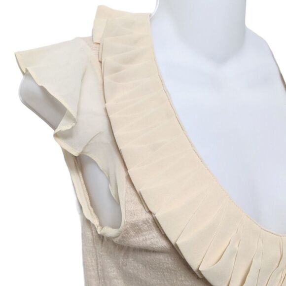 DELETTA Trickle Down Ruffle Pleated Sleeveless Top - Picture 3 of 9